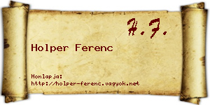 Holper Ferenc névjegykártya